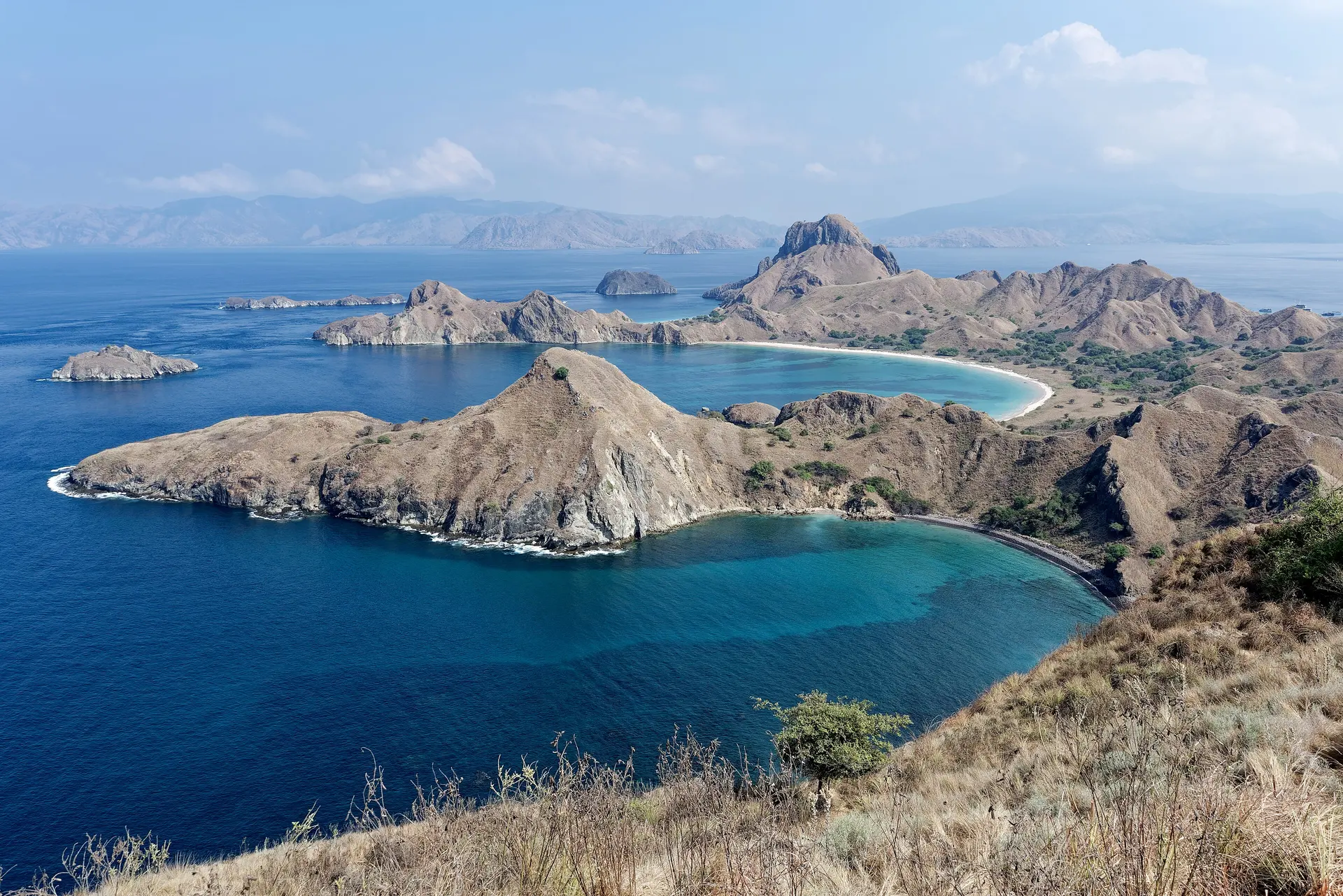 Three bays of Padar Island seen from the viewpoint in Komodo National Park