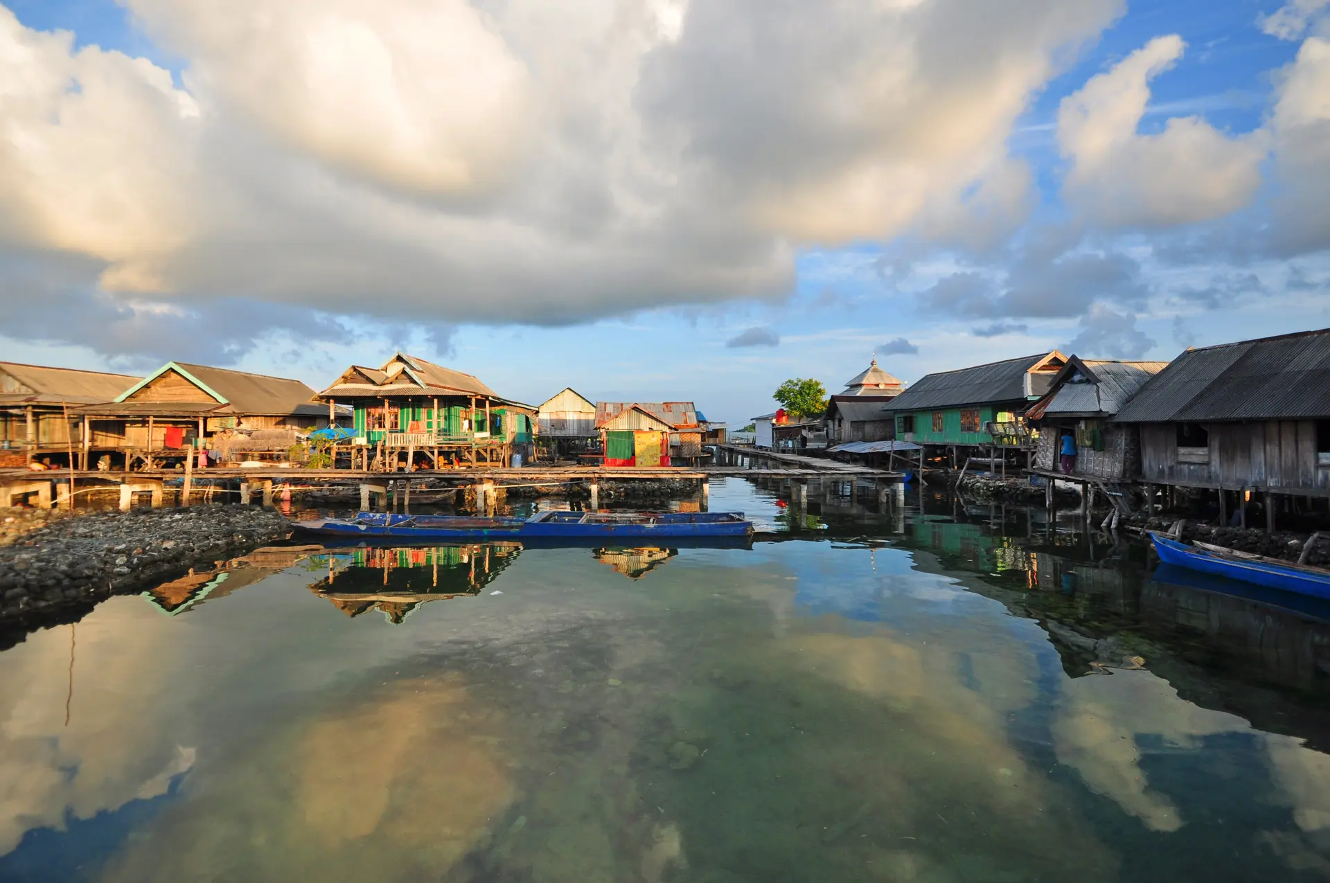 Stilt houses of the Bajau village of Sampela built over the sea in Wakatobi