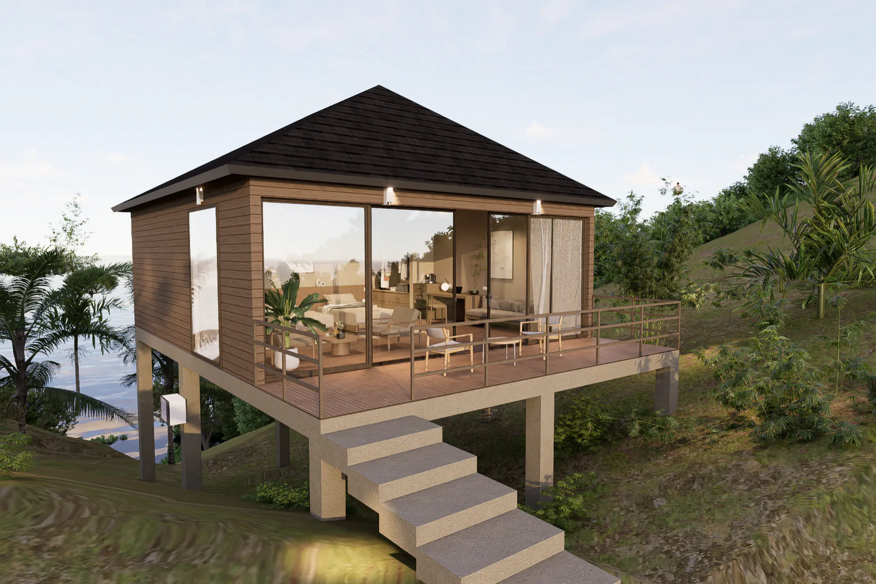 Un bungalow "Hilltop Sunset" situato nel punto più alto del crinale