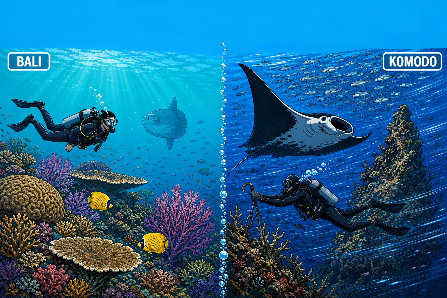 komodo vs bali diving
